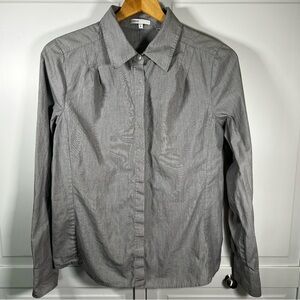 Vince‎ Shirt Women's Size 8 Button Down Long Sleeve Charcoal Striped Cotton Top